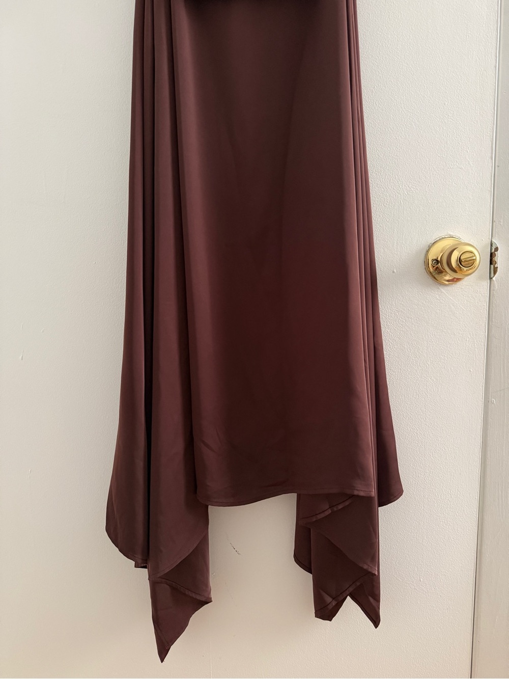 Meshki Cyra Plunge Halter Satin Midi Dress Dark Chocolate Size XS NWT - Picture 9 of 12